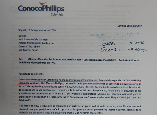 #Fracking Operaciones ConocoPhillips reinician con presencia del ESMAD