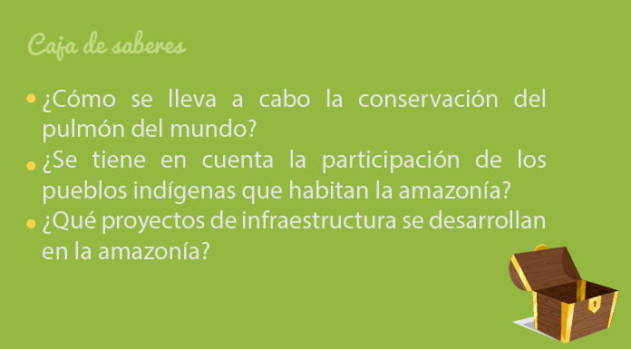 Consulta aquí los planes de conservación desarrollados en el amazonas, los mecanismos de participación de las comunidades que habitan la región, los proyectos de infraestructura para conectar las regiones con el Amazonas y las violaciones a los derechos de las comunidades indígenas