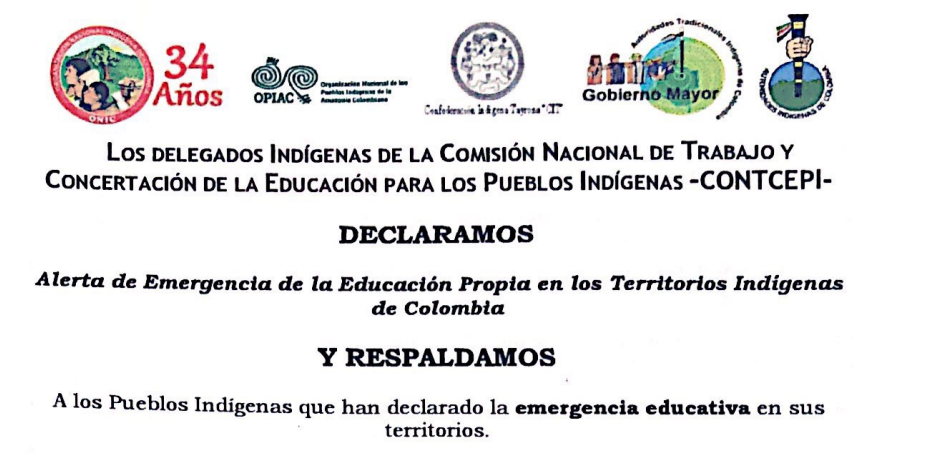 Alerta de emergencia de la educación propia en los territorios indígenas de Colombia