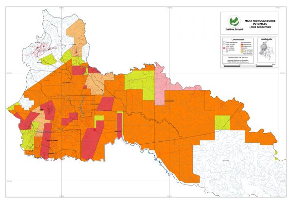 Mapa Hidrocarburos en el Putumayo (&aacute;rea noroccidental)