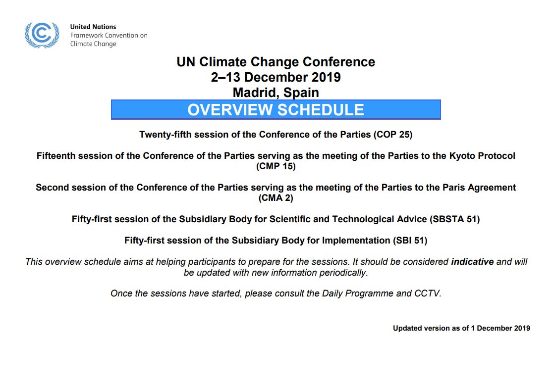 Agenda COP 25 Madrid
